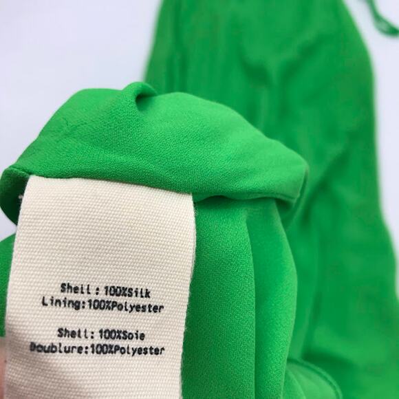 L'AGENCE Serita Silk Maxi Slip Dress 0 V-Neck Spaghetti Long Gown Pop Green NWT - Picture 9 of 9